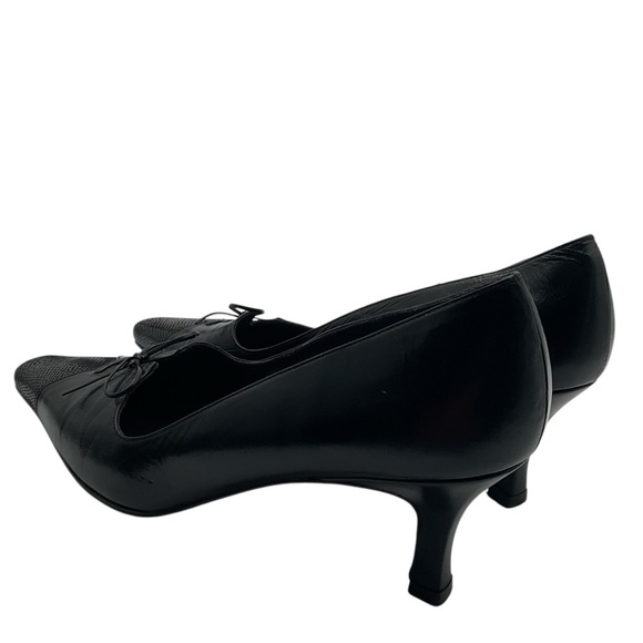 Stuart Weitzman Shoes | Black Leather Lace Up‎ Kitten Heels Pumps size 8B - Picture 5 of 10